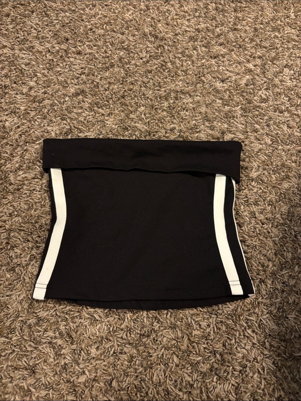 Girls' Black Tube Top with White Side Stripes